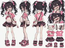 グロもげずの三面図と創作イラストのR18添付画像 1/3